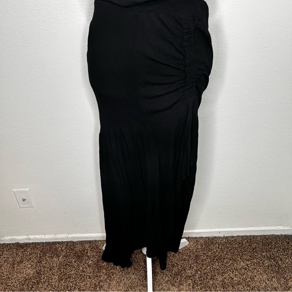 Young Fabulous & Broke Black Strapless Ruched Maxi Dress Front Slit Size M EUC - Picture 3 of 9